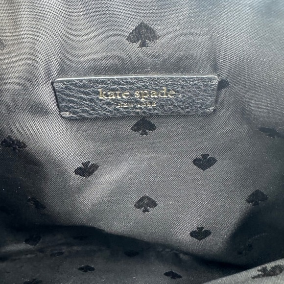 Kate Spade New York Black Leather Crossbody Bag Silver Tone Hardware Adjustable - Picture 9 of 11